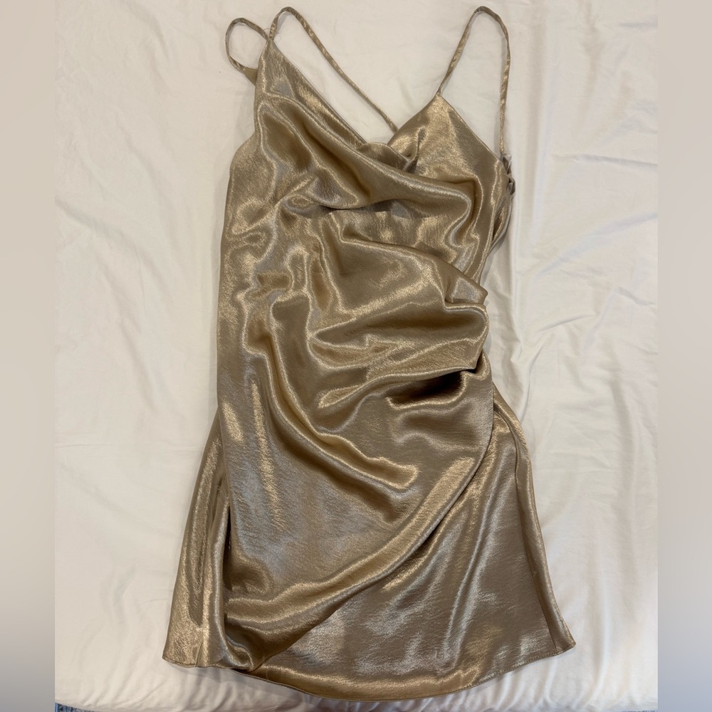 ASOS Satin Cowl Slip Dress in Champagne